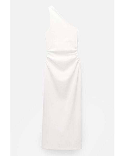 Pull&Bear White Midikleid Asymmetrisch