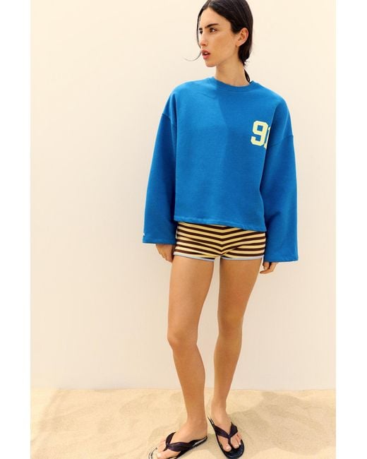 Pull&Bear Sweater Met Print in het Blue