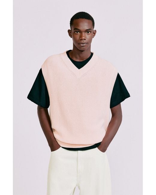 Pull&Bear Gray Knit Vest for men