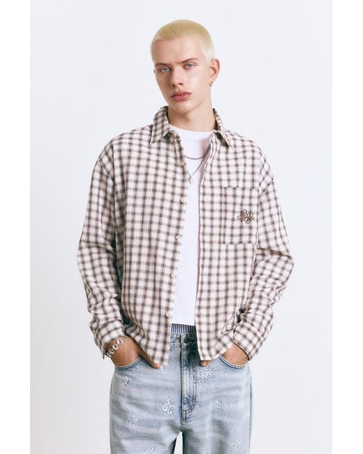 Pull&Bear Gray Stwd Plaid Shirt for men