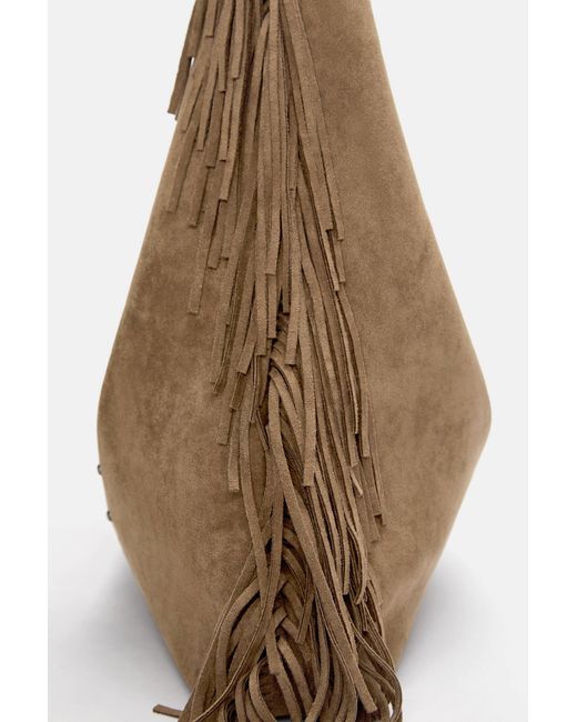 Pull&Bear Natural Shopper-Tasche Mit Fransen