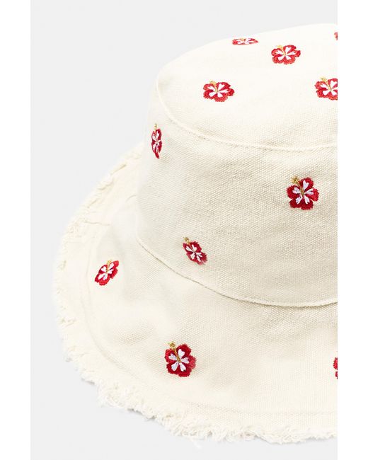Cappello Bucket Fiore Ibisco di Pull&Bear in Natural