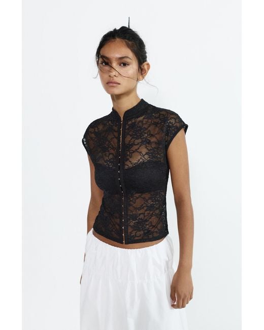 Pull&Bear Black Lace Top