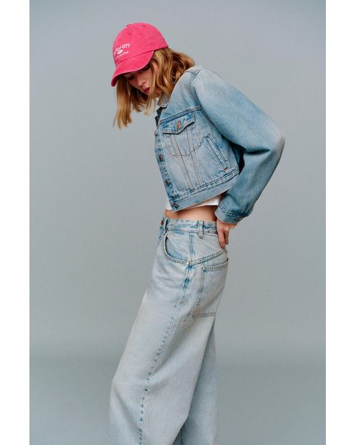 Pull&Bear Blue Cropped Denim Jacket