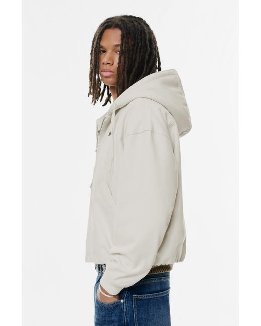 Pull&Bear Blue Stwd Hooded Bomber Jacket for men