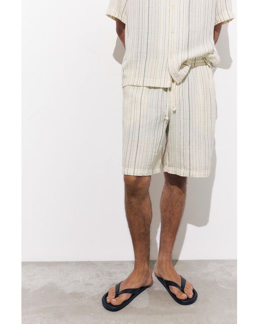 Pull&Bear Natural Striped Jogger Bermuda Shorts for men