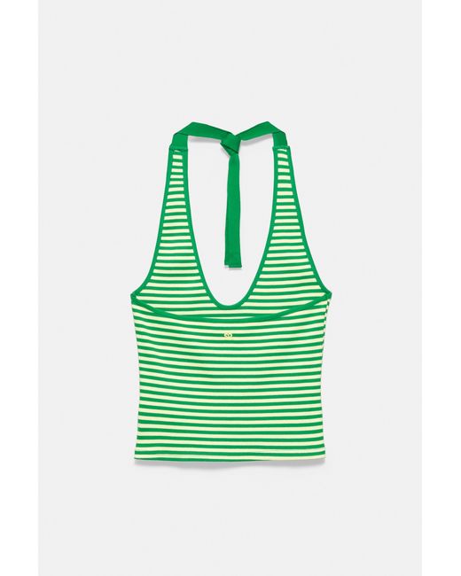 Pull&Bear Gestreepte Haltertop in het Blue