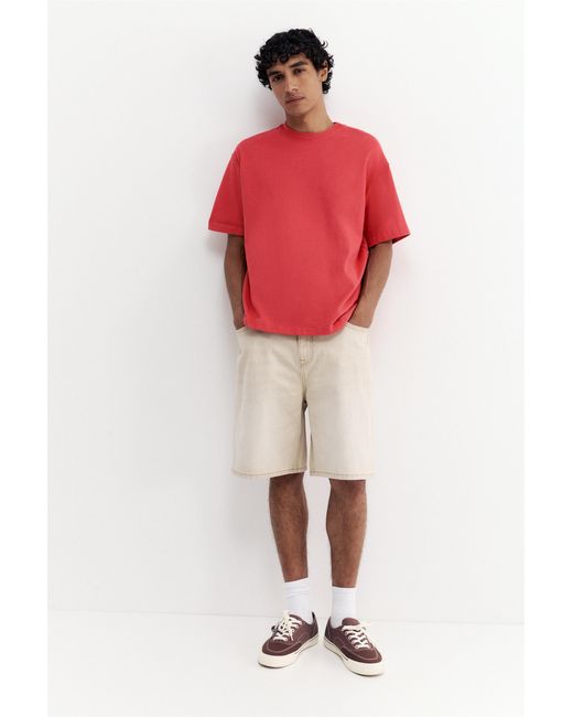 Pull&Bear Red Premium Short Sleeve T-Shirt for men