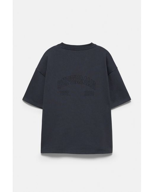 Pull&Bear Sweater Korte Mouw Superman in het Blue voor heren