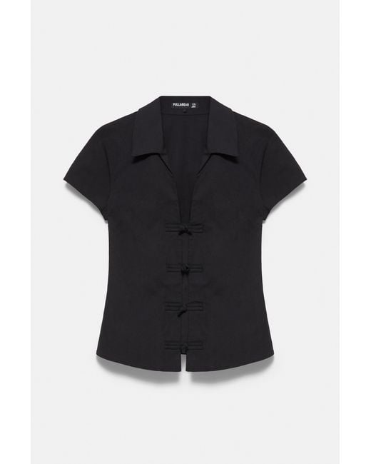 Pull&Bear Black Fitted Toggle Shirt