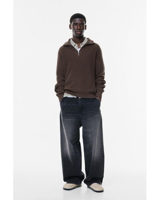 Pull&Bear Brown Quarter-Zip Sweater for men