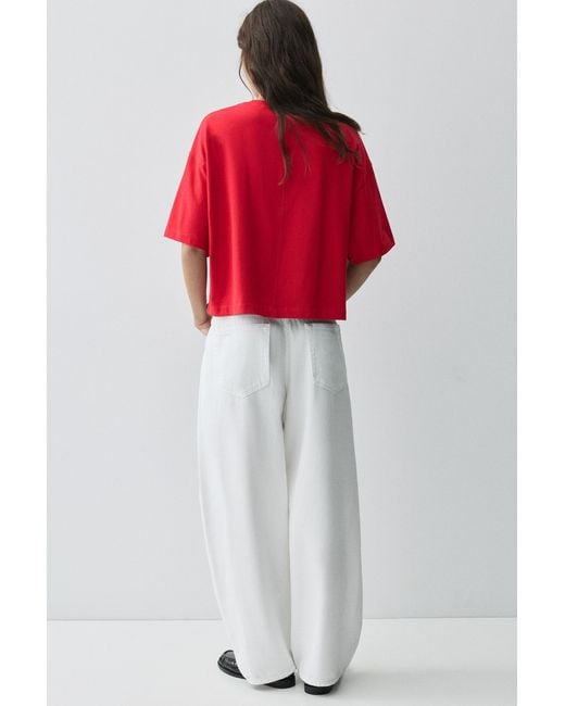 Pull&Bear Red Boxy Fit Short Sleeve T-Shirt