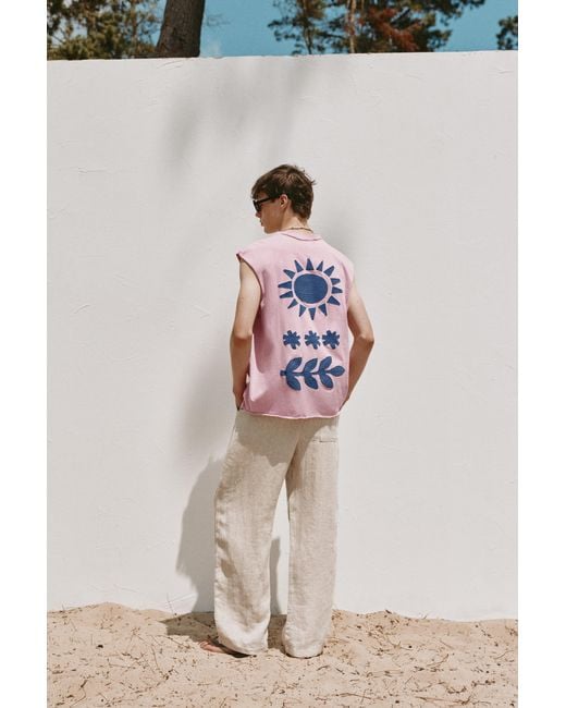Pull&Bear Pink Ibiza Boxy Sleeveless T-Shirt for men