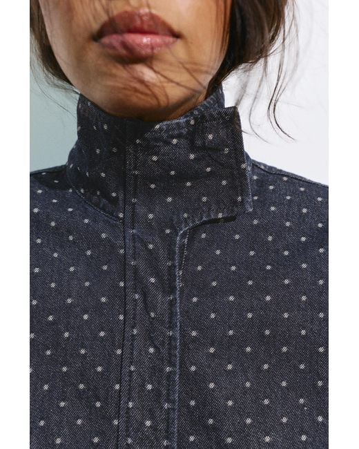 Pull&Bear Blue Polka Dot Denim Jacket