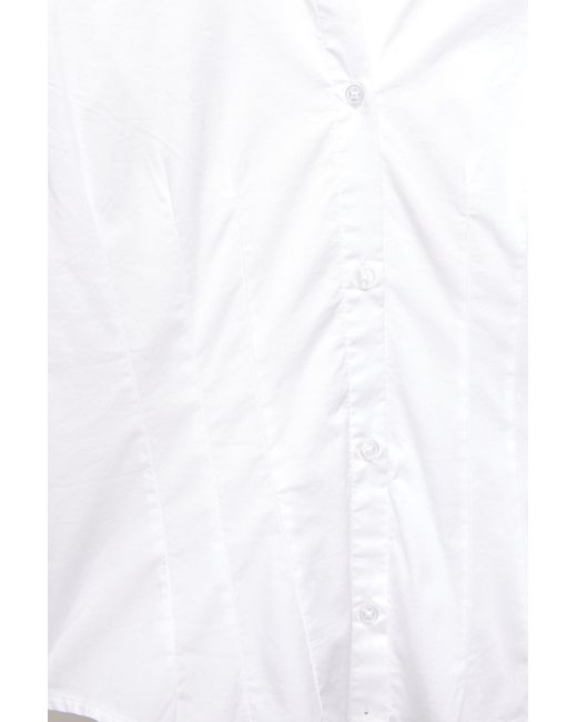 Pull&Bear White Fitted Poplin Shirt With Pleats