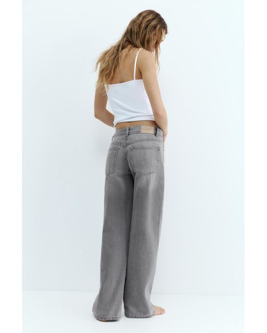 Pull&Bear White Low-Rise Straight-Leg Jeans