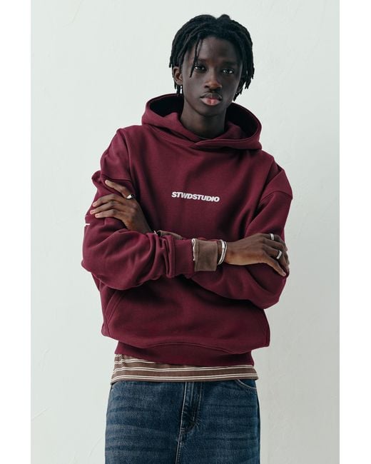 Pull&Bear Red Stwd Studio Hoodie for men