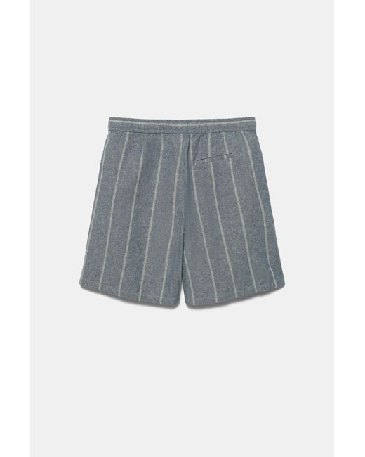 Pull&Bear Blue Linen Blend Jogger Bermuda Shorts for men