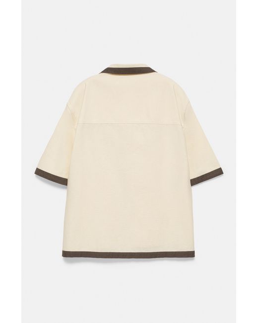 Camicia A Maniche Corte Cowboy Code di Pull&Bear in Natural da Uomo