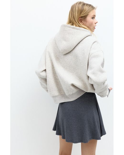 Pull&Bear Gray Graphic Zip-Up Hoodie