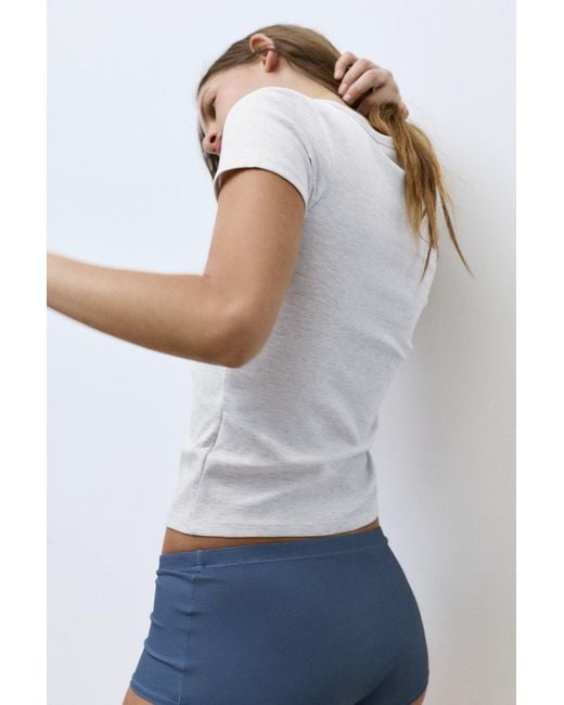 Pull&Bear Gray Short Sleeve Fitted T-Shirt