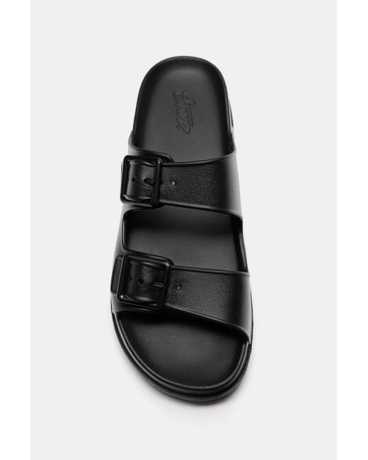 Pull&Bear Black Buckled Flat Sandals for men