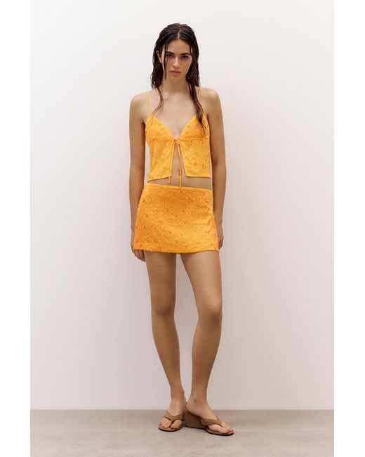 Pull&Bear Orange Sequin Mini Skirt