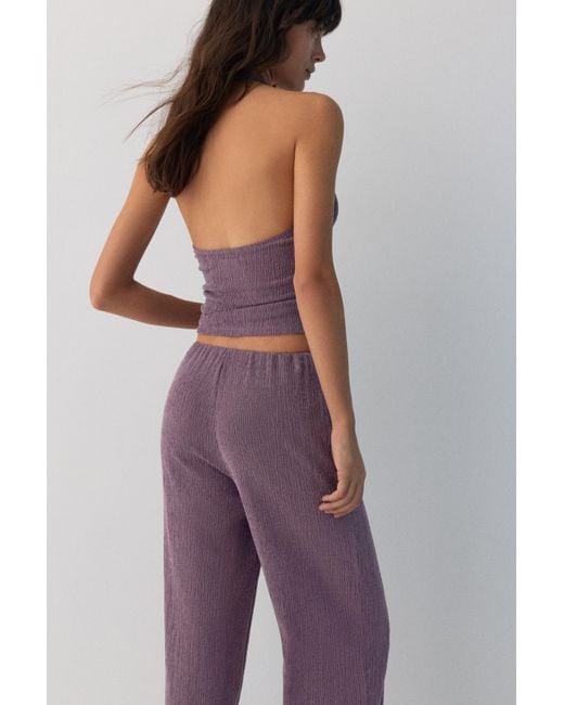 Pull&Bear Purple Crepe Halter Neck Top