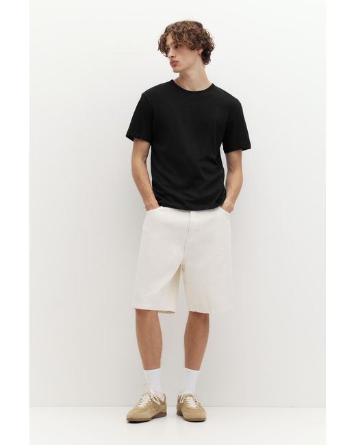Pull&Bear Black Slim Fit Basic T-Shirt for men