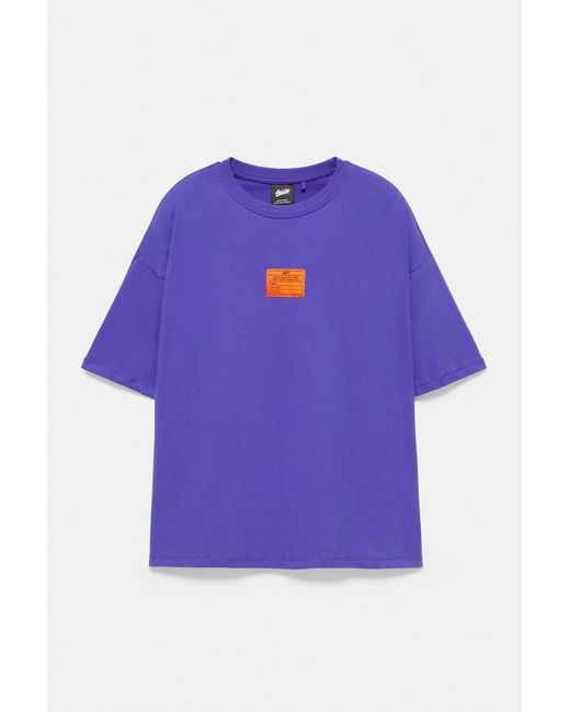 Pull&Bear Purple Stwd Label T-Shirt for men