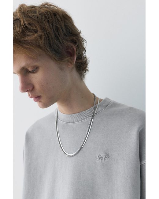 Pull&Bear Gray Stwd Washed-Effect T-Shirt for men