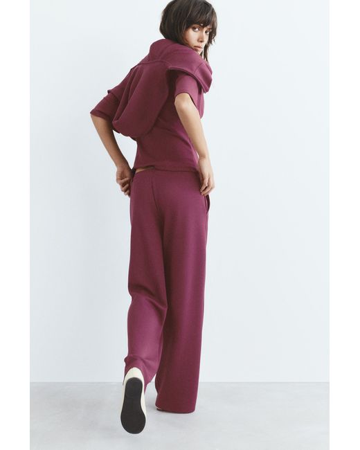 Pull&Bear Purple Soft-Touch Wide-Leg Trousers