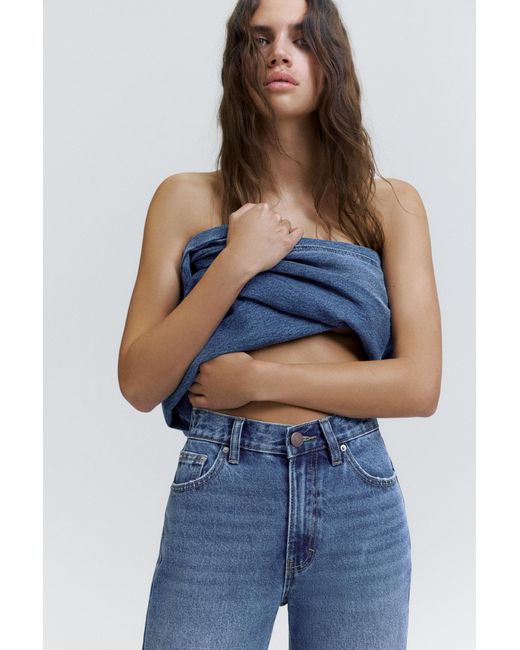Pull&Bear Blue High-Waist Mom Jeans