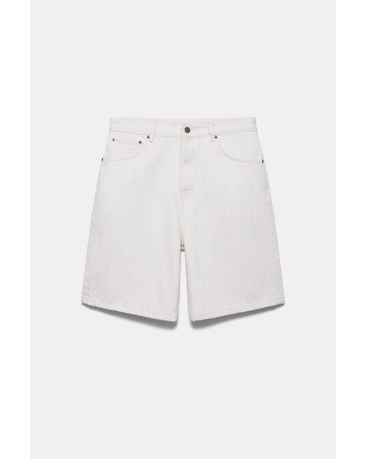 Pull&Bear Gray Baggy Denim Bermuda Shorts for men