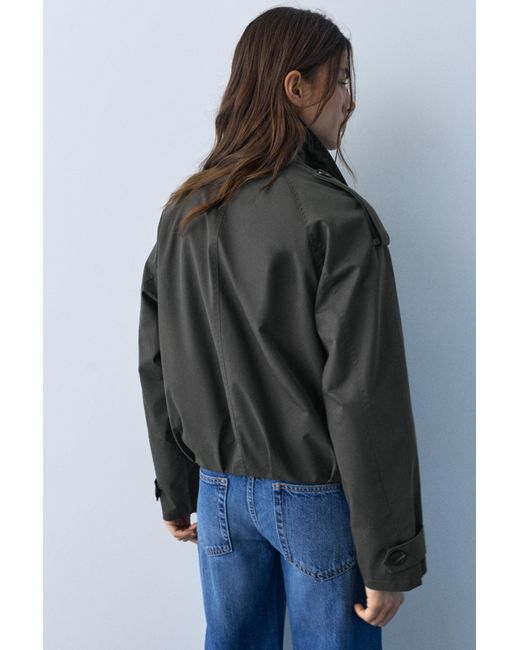 Pull&Bear Gray Balloon Short Trench Coat