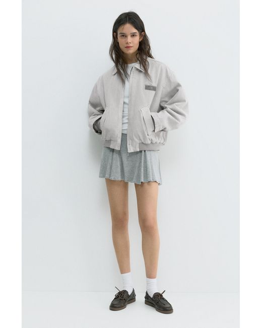 Pull&Bear Gray Embroidered Patch Jacket