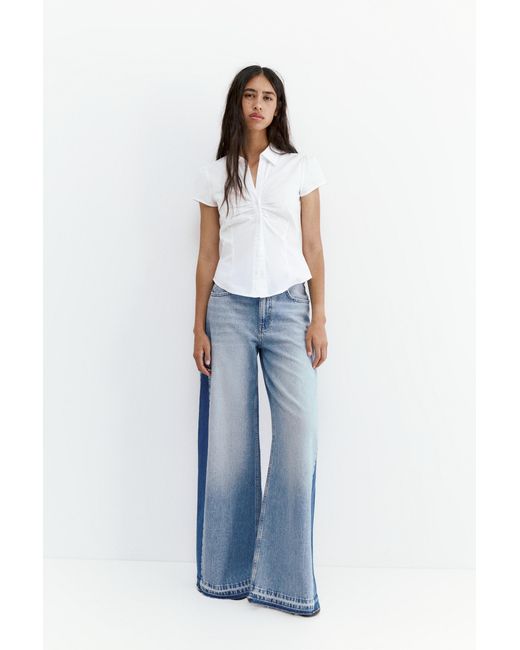 Jean Wide Leg Patchwork Pull&Bear en coloris Blue