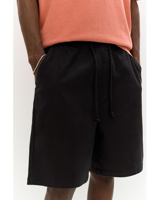 Pull&Bear Black Basic Bermuda Shorts With Drawstrings for men
