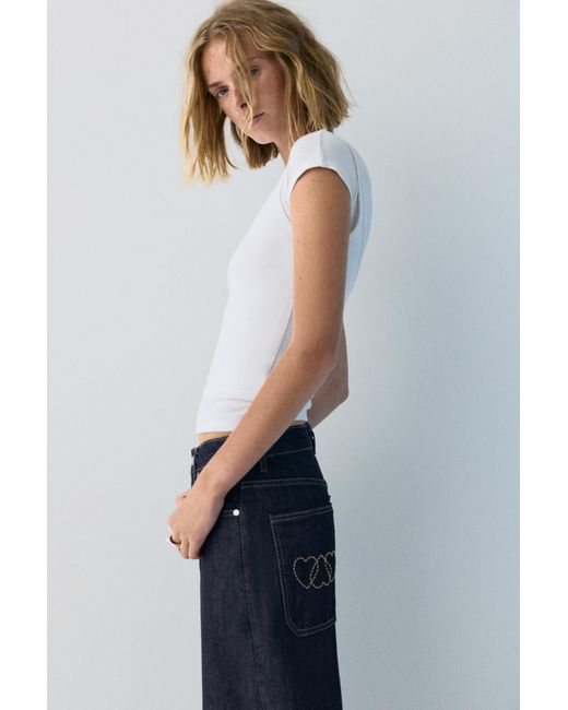 Jeans Barrel Cœurs Pull&Bear en coloris Blue