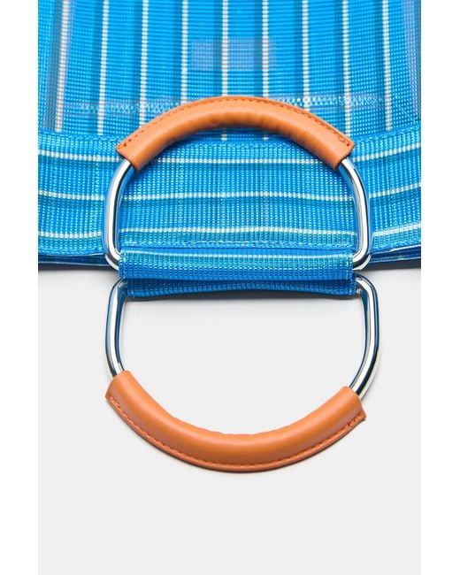 Pull&Bear Blue Striped Tote Bag