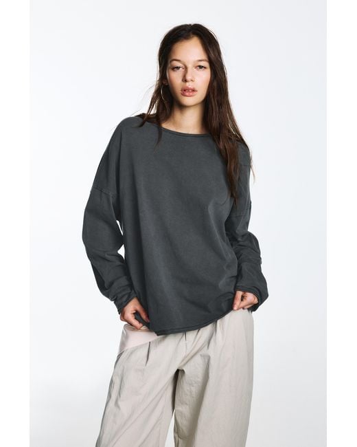 Pull&Bear Black Oversize Long Sleeve T-Shirt