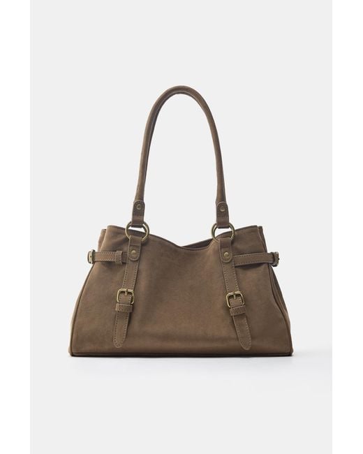 Pull&Bear Black Schultertasche Mit Schnallen