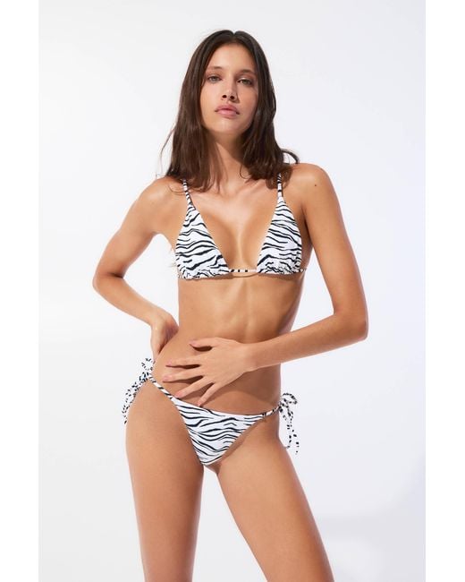 Pull&Bear Multicolor Bikinioberteil Mit Zebramuster