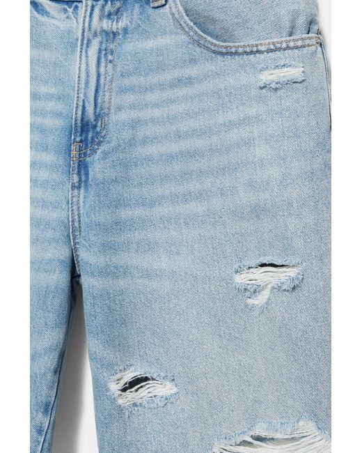 Pull&Bear Straight Fit Denim Short in het Blue voor heren
