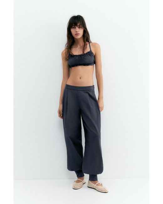 Pull&Bear Blue Gathered Strappy Top