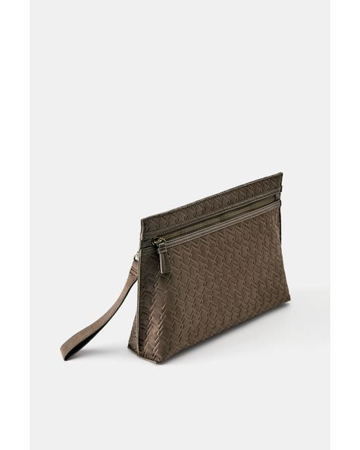 Pull&Bear Blue Embossed Handle Clutch Bag for men