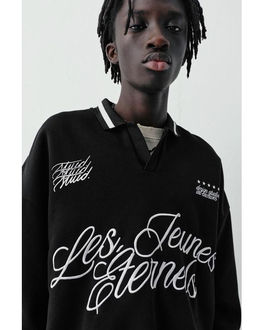 Pull&Bear Black Stwd Les Teunes Sweatshirt for men