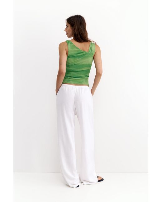 Pull&Bear Green Draped Asymmetric Top