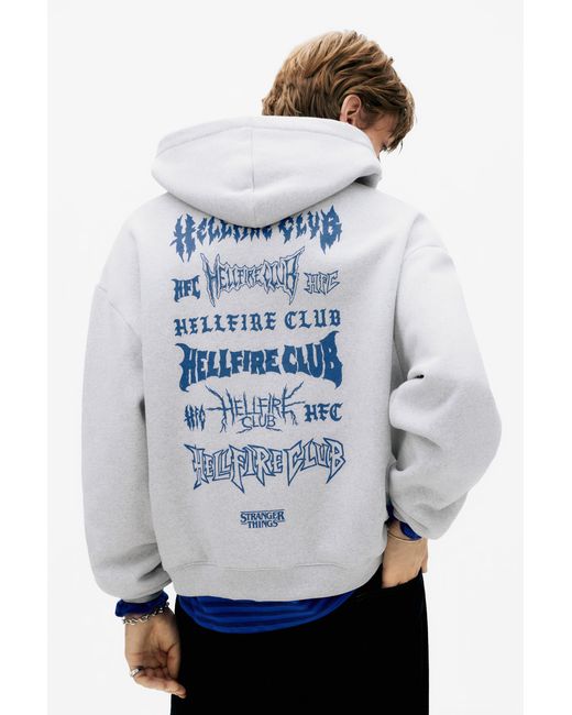 Pull&Bear Blue Stranger Things Hfc Hoodie for men