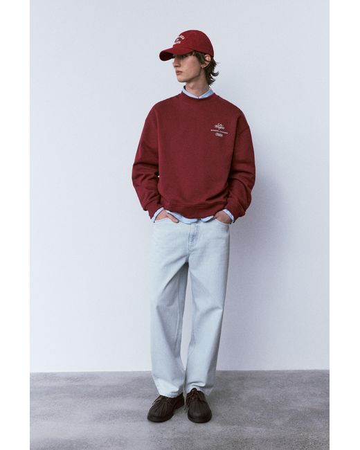 Sweat Col Rond Pull&Bear pour homme en coloris Red